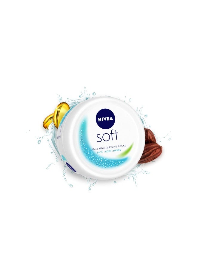 نيفيا NIVEA Soft Light Moisturizer for Face, Hand & Body, Non-Sticky Cream with Vitamin E & Jojoba Oil, 200 ml - Image 2